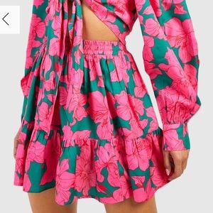 Boohoo Floral Tiered Mini Skirt